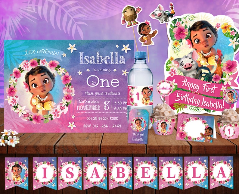 baby moana decoration baby moana birthday party supplies moana printable invitation baby moana printable birthday moana party package