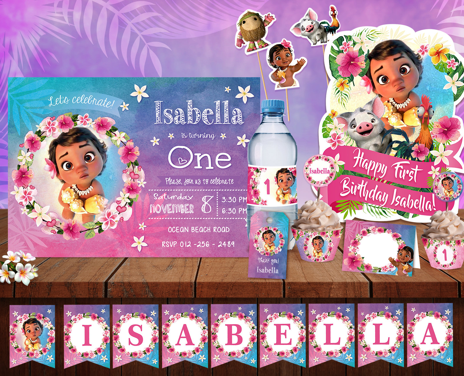 baby moana birthday party supplies baby moana printable | Etsy