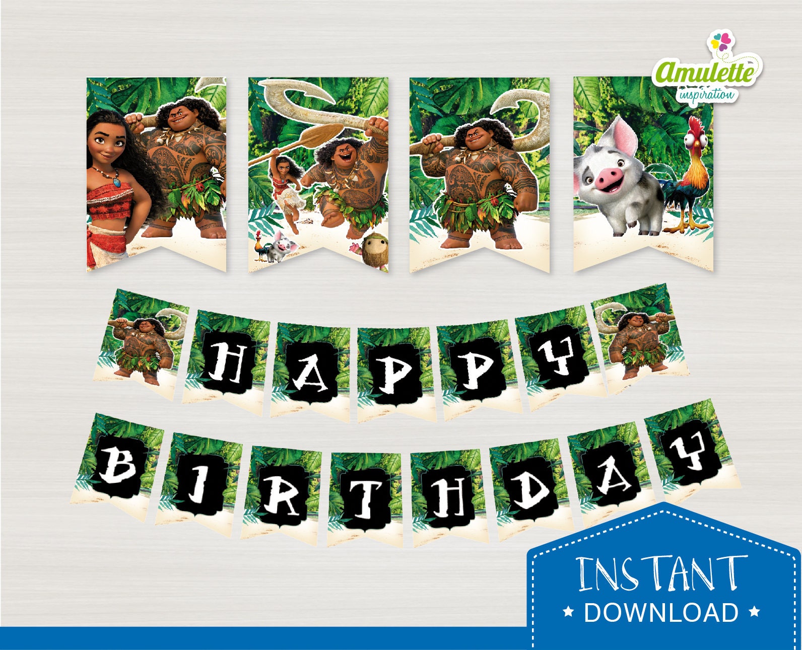 Maui birthday BANNER INSTANT DOWNLOAD maui boy birthday Etsy