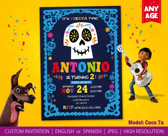 Coco Birthday Invitation Disney Coco invite printable Coco | Etsy