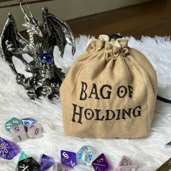 Bag Of Holding Embroidered DND Dice Bag 4” Square Bottom Dungeons and Dragons