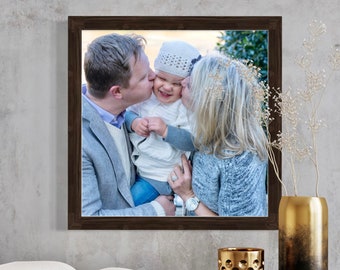 Brown Picture Frame (Dark Walnut Finish) UV Acrylic, Foam-board Backing & Hanging Hardware | Made To Order in NJ | Custom Sizes Available