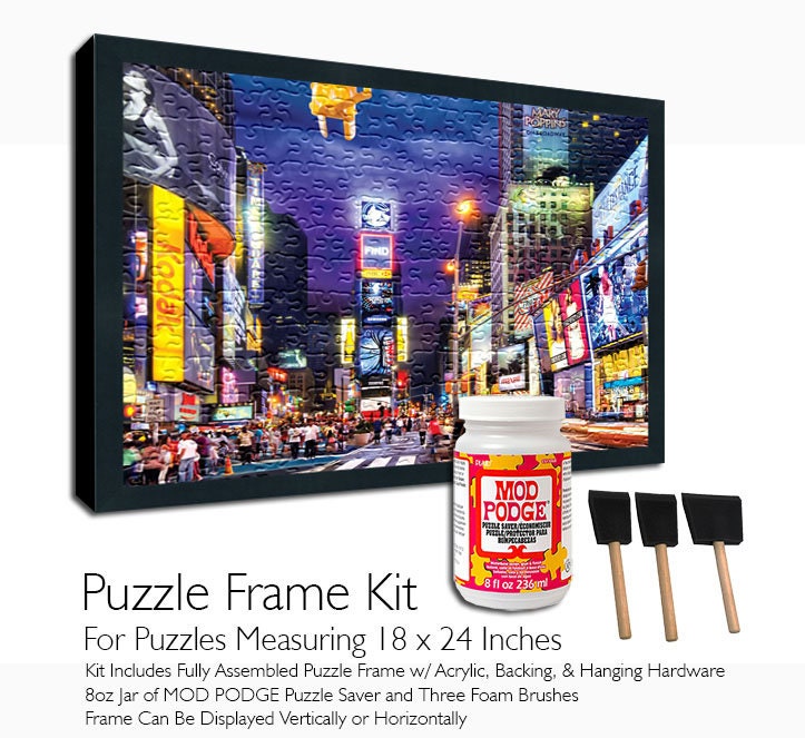 13x39 Puzzle Frame Kit with Glue Sheets | Silver Modern Picture Frame | Real Wood with UV, Size: 13x39 Puzzle Size