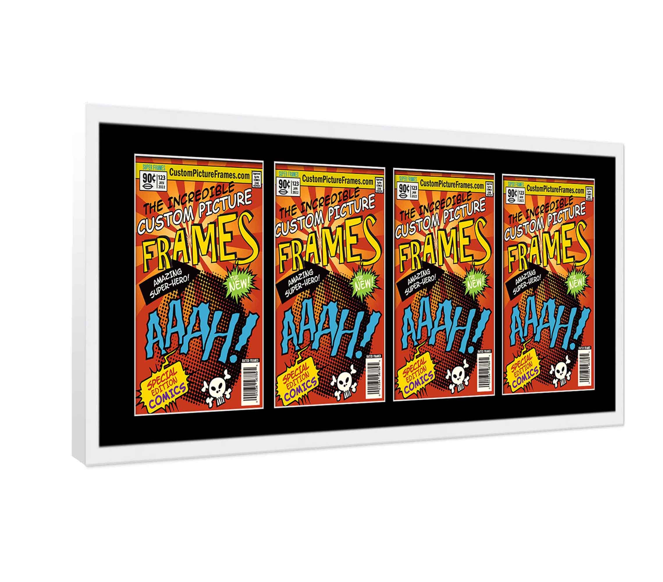 Comic Book Frame Black Mat - 4 Openings to Display 4 Comic Books