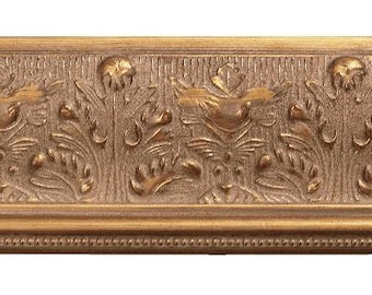 Picture Frame Moulding (Wood) 16ft bundle - Ornate Antique Gold Finish - 3.375" width - 3/8" rabbet depth