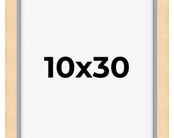 10x30 Wood Frame with UV Acrylic, 6 Finishes: Black, White, Bronze, Silver, Wood, Mahogany