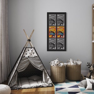 Comic Book Frame Black Mat - 6 Openings to Display 6 Comic Books in vertical frame| Bronze Age | Golden Age | Silver Age | Current Era