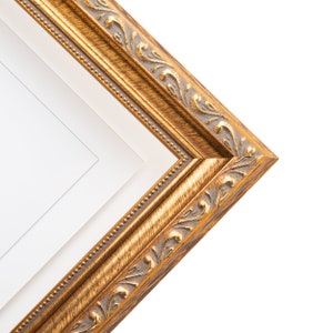 Gold Ornate Picture Frame | Traditional Antique Solid Wood | Made to Order in US | Ask for Custom Sizes and Mats