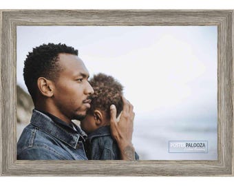 10x15 Thin Barnwood Picture Frame, UV Acrylic, 2 Finishes - Grey and Black