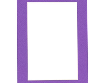 Purple Picture Frame Mat Set - Mat with White Core and clear bag - Available in multiple sizes | Premium Single Mat | Bevel Cut Matboard