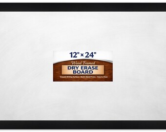 Dry Erase Board with Wood Frame - Framed Whiteboard for Kitchen Command Center or Home Office - Black, White, Bamboo or Brown Wood