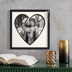 Heart Picture Frame with Cut-out Accent Mat In Black Frame - Multiple Color Mats Available | Valentines Love Gift