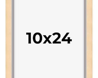 10x24 Wood Frame with UV Acrylic, 6 Finishes: Black, White, Bronze, Silver, Wood, Mahogany