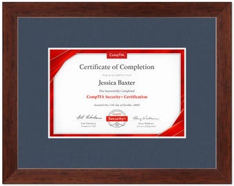 Certificate Frame Brown Wood Hardwood No Mat - Fits Documents Diplomas Awards | Multiple Sizes