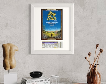 Cadre Playbilll - 2 ouvertures avec tapis pour Playbill et ticket - Face avant en acrylique et dos en carton mousse | Cadre de billet de théâtre en bois