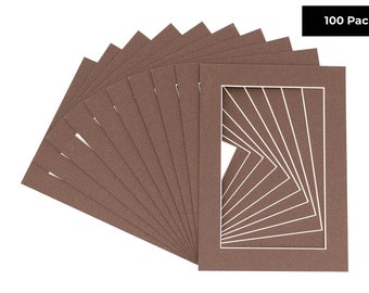 Chocolate Brown Picture Frame Mat Pack of 100 - White Core - Available in multiple sizes | Premium Single Mat | Bevel Cut Matboard