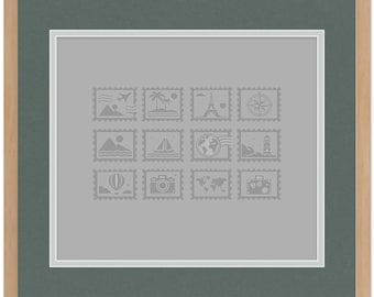 Hardwood Stamp Collection Shadowbox Frame Natural Wood With Black Mat - for Stamps and Covers