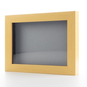 Natural Shadowbox Gallery Wood Frame With Gray Backing, Various Sizes - Acrylic Front and Hanging Hardware