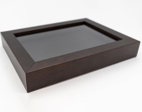 Dark Brown 8x8 Wood Shadow Box with Silver Acid-Free Backing
