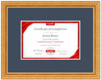 Certificate Frame Museum Gold Hardwood No Mat - Fits Documents Diplomas Awards | Multiple Sizes