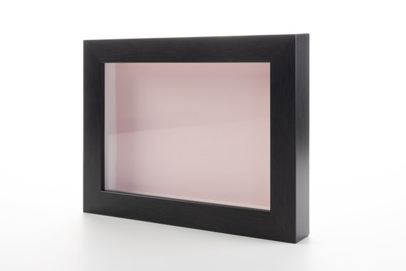 White 8x8 Wood Shadow Box with Pink Acid-Free Backing - With 11/16