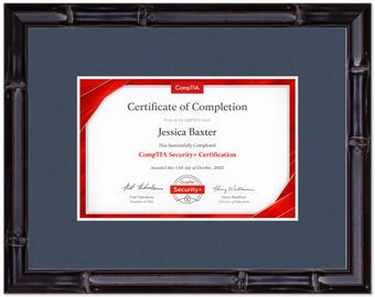 Certificate Frame Brown Bamboo Hardwood No Mat - Fits Documents Diplomas Awards | Multiple Sizes