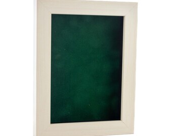 Natural Whitewash Wood Shadow Box Frame, Acrylic Front - Forest Green Suede Backing, 30 Sizes