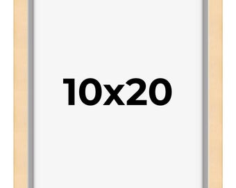 10x20 Wood Frame with UV Acrylic, 6 Finishes: Black, White, Bronze, Silver, Wood, Mahogany