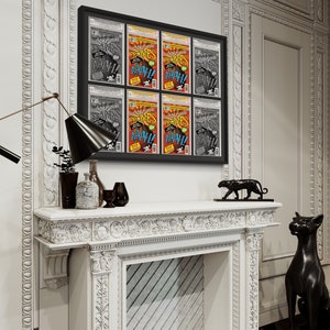 Comic Book Frame with Mat - 8 Openings to Display 8 cgc, CBCS or PGX Graded Comic Books in 4x2 grid- with UV Acrylic, Backing & Hardware