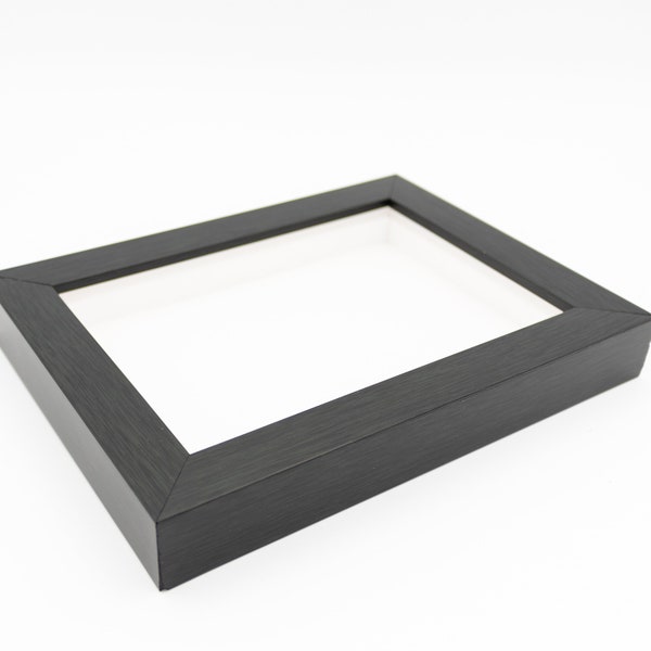 Shadow Box Gallery Wood Frame Charcoal, White Backing, 4x6, 5x7, 6x6, 8x8, 8x10, 11x14, 12x12, 16x20, 20x24, 24x30, or 24x36