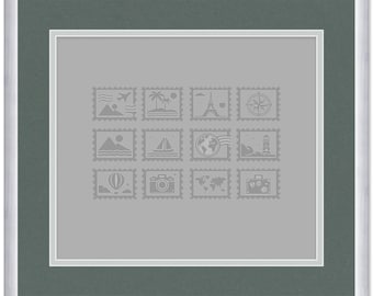 Hardwood Stamp Collection Shadowbox Frame Stainless Steel With Black Mat - for Stamps and Covers