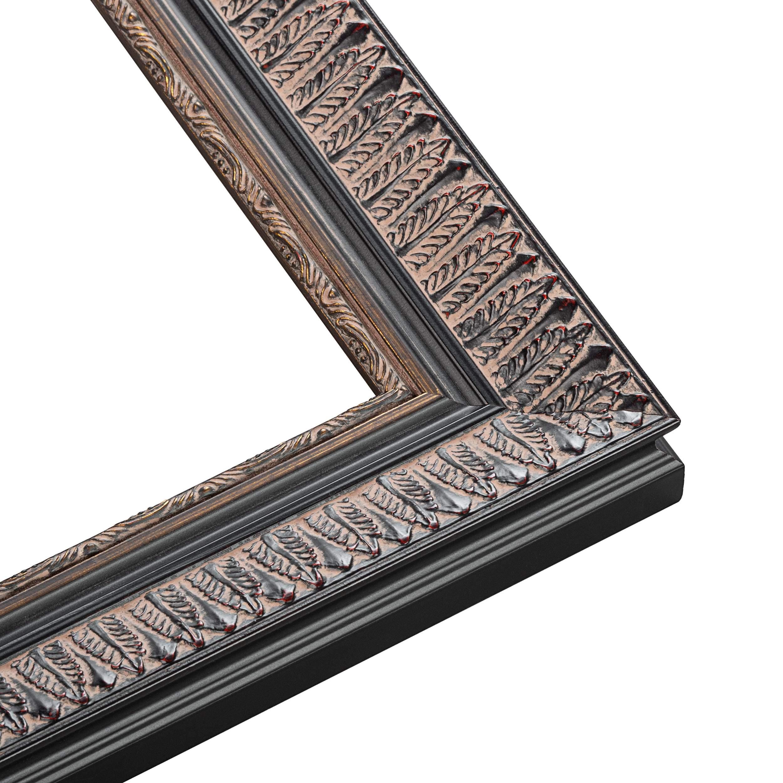 Picture Frame Moulding (Wood) 16ft bundle - Ornate Black Finish - 1.75" width - 3/8" rabbet depth