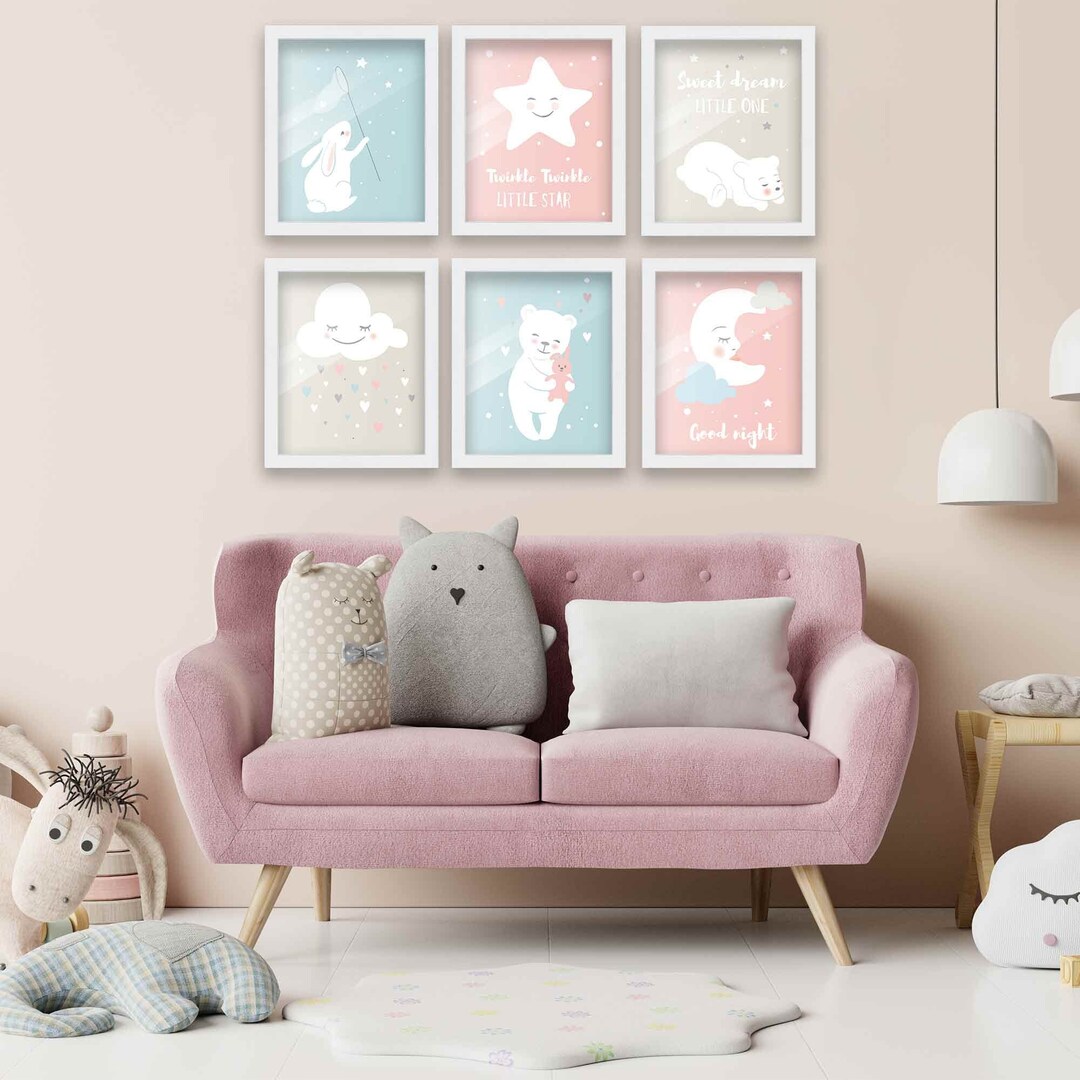 8x10 Framed Nursery Wall Art Set of 6 Twinkle Twinkle Little Star ...