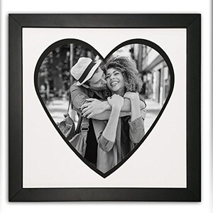 Heart Picture Frame with Cut-out Accent Mat In Black Frame - Multiple Color Mats Available | Valentines Love Gift image 9
