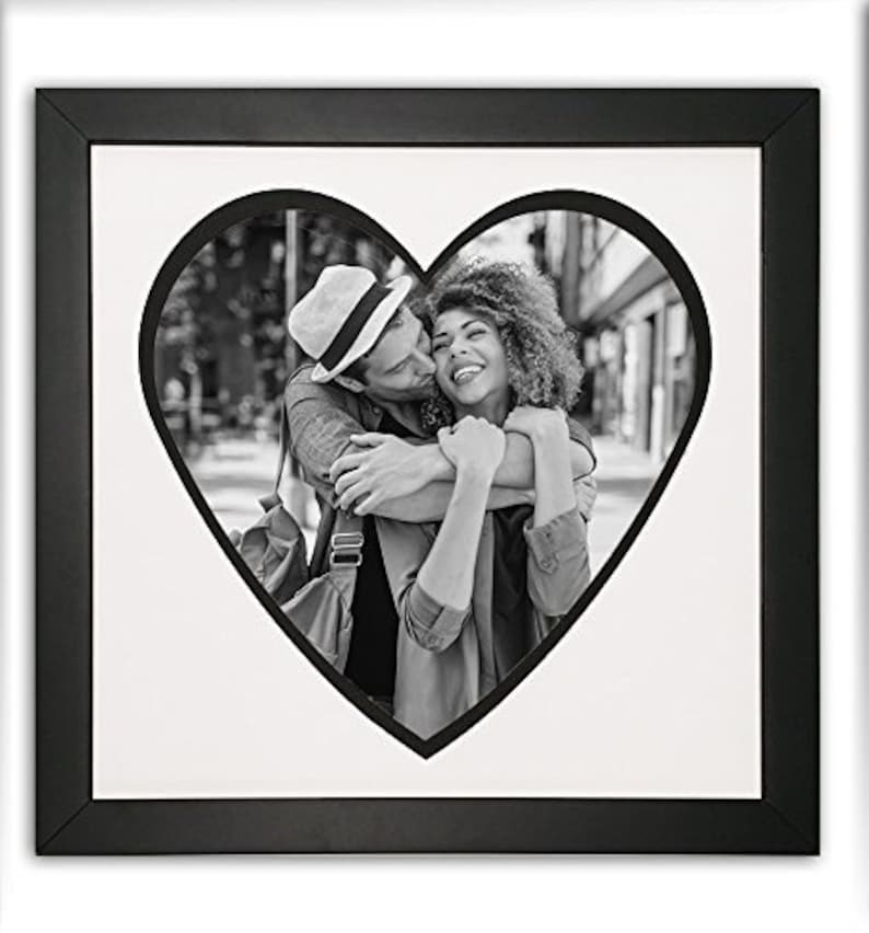 Heart Picture Frame with Cut-out Accent Mat In Black Frame - Multiple Color Mats Available | Valentines Love Gift image 9