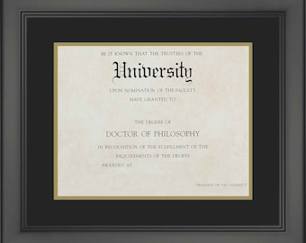 16x19 Black Diploma Frame for 12x15 - With Double Mat, Acrylic Front and Foam Board Backing | Graduation Diploma Frame