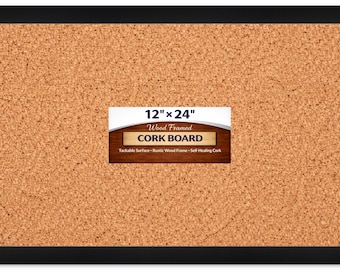 Cork Bulletin Board with Wood Frame - Framed Corkboard for Kitchen Command Center or Home Office - Black, White, Bamboo or Brown Wood