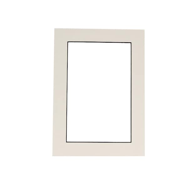 White with Black Core Picture Frame Mat  - Black Core - Available in multiple sizes | Premium Single Mat | Bevel Cut Matboard