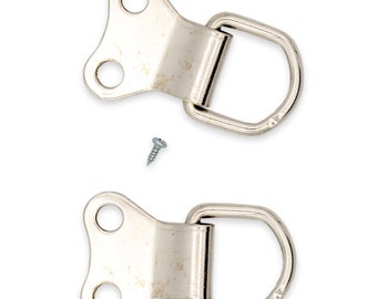 Strong D Ring Hanger with 2 Hole Base With Screws for Picture Frames & Mirrors - 10 Pack