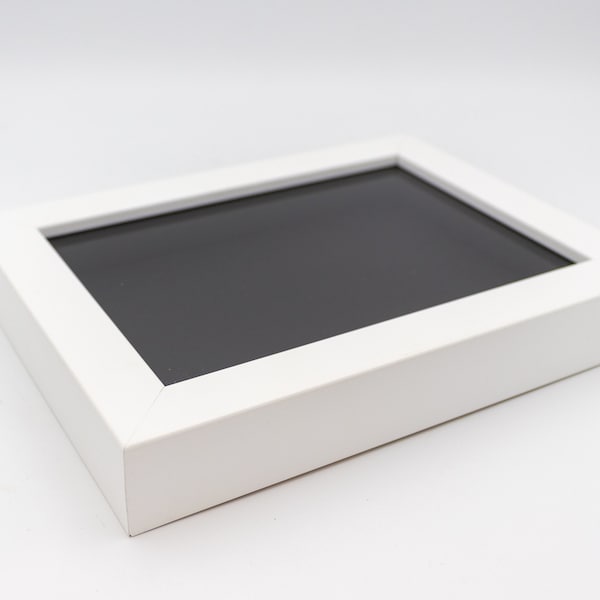 Shadowbox Gallery Wood Frame White, Black Backing, 4x6, 5x7, 6x6, 8x8, 8x10, 11x14, 12x12, 16x20, 20x24, 24x30, or 24x36