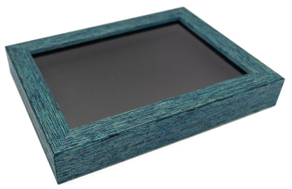 Shadowbox Gallery Wood Frame - Weathered Blue, Black Backing, 4x6, 5x7, 6x6, 8x8, 8x10, 11x14, 12x12, 16x20, 20x24, 24x30, or 24x36