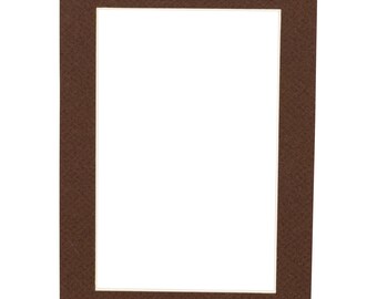 Chocolate Picture Frame Mat with White Core - Available in multiple sizes | Premium Single Mat | Bevel Cut Matboard | Brown Matboard