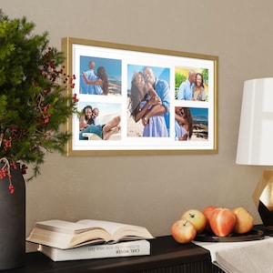 12x24.5 Wood Collage Frame for 5 Photos - One 8x10 & Four 5x7 Pictures | Collage Frame | White, Black, Silver, Gold