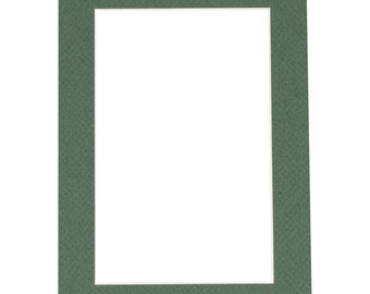 Hunter Green Picture Frame Mat with White Core - Available in multiple sizes | Premium Single Mat | Bevel Cut Matboard | Green Matboard