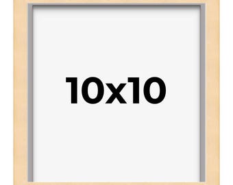 10x10 Wood Frame with UV Acrylic, 6 Finishes: Black, White, Bronze, Silver, Wood, Mahogany