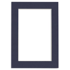 Navy Blue Picture Frame Mat with White Core - Available in multiple sizes | Premium Single Mat | Bevel Cut Matboard | Navy Blue Matboard