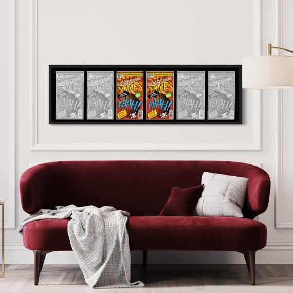 Comic Book Frame Black Mat -6 Openings to Display 6 Comic Books