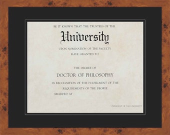 16x19 Brown Diploma Frame for 12x15 - With Double Mat, Acrylic Front and Foam Board Backing | Graduation Diploma Frame