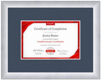Certificate Frame Silver Wood Hardwood No Mat - Fits Documents Diplomas Awards | Multiple Sizes