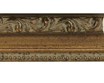 Picture Frame Moulding (Wood) 16ft bundle - Ornate Antique Gold Finish - 1.25" width - 3/8" rabbet depth